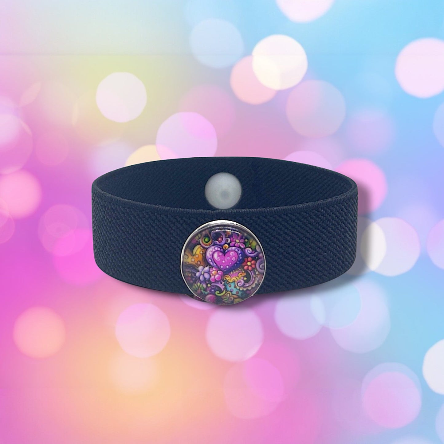 Acupressure Ginger Snap Charm Bracelet – Anxiety Bracelet – Stress Relief & Energy Balance, Electric Heart by AcuBracelet