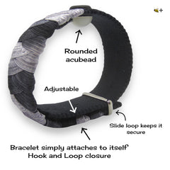 Wristband with VELCRO® brand closure symbolizing adjustable anxiety and nausea relief.