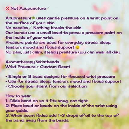 Aromatherapy bracelet by AcuBracelet featuring scented calming beads and acupressure elements for stress relief and mood enhancement.