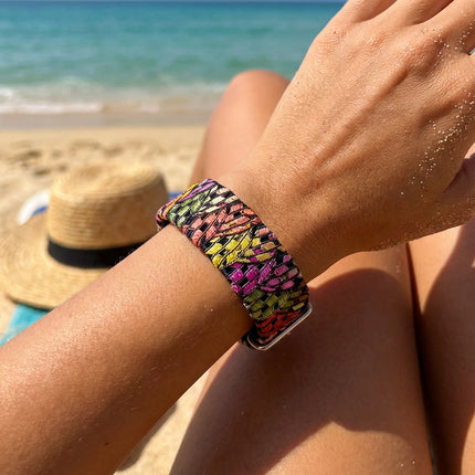 AcuBracelet designer anxiety acupressure bracelet with colorful beads for stress relief and mood support.