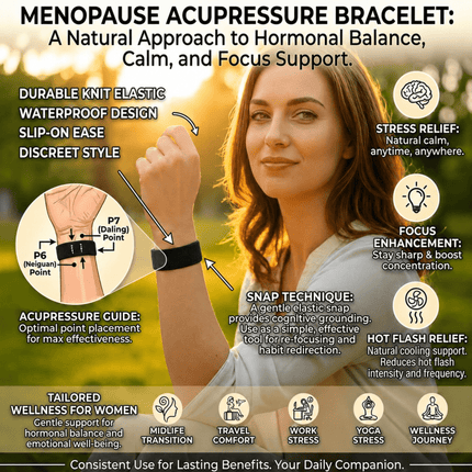 AcuBracelet AcuBalance menopause hot flash cooling bracelet with natural stones designed to support hot flash relief and mood balance.