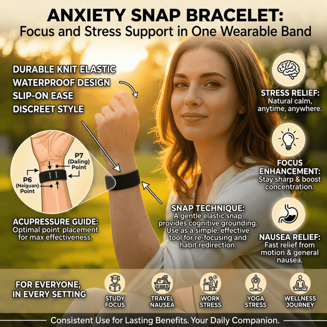 Snap Anxiety Bracelet - Stress & Focus Support - Acupressure Band