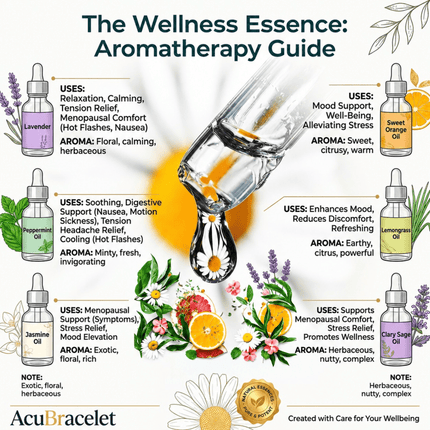 AcuBracelet aromatherapy calming bracelet with adjustable band, featuring acupressure beads for stress relief, sleep, and mood enhancement.