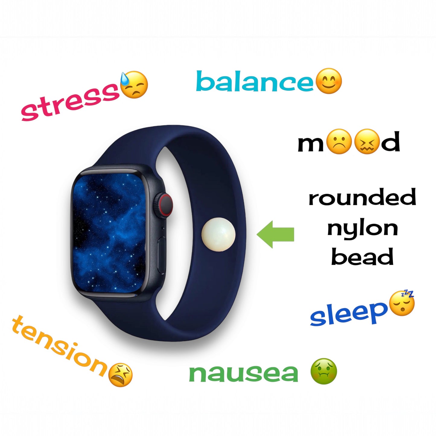 AcuWatch Acupressure Band – Soft Silicone Waterproof Stretch Solo Loop Strap for Apple Watch