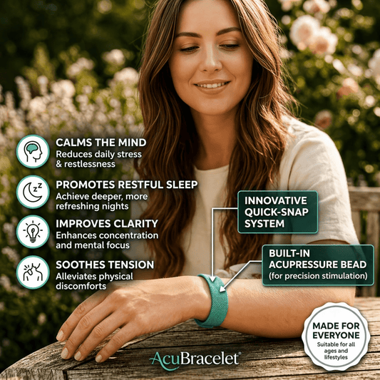 Acupressure Knit Elastic Snap Bracelet - Anxiety, Focus & Nausea - Single or 3 Pack