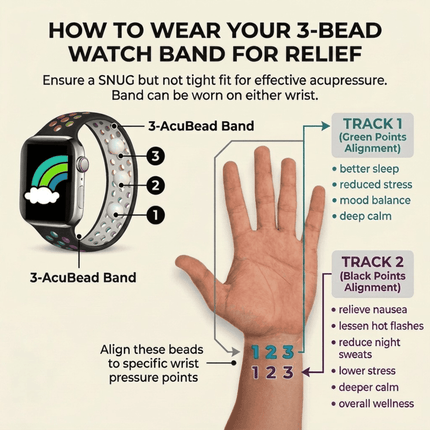 Acupressure Motion Sickness  Watch Band - Stress, Nausea Relief - Apple Watch