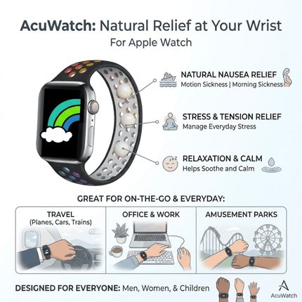Acupressure Motion Sickness  Watch Band - Stress, Nausea Relief - Apple Watch