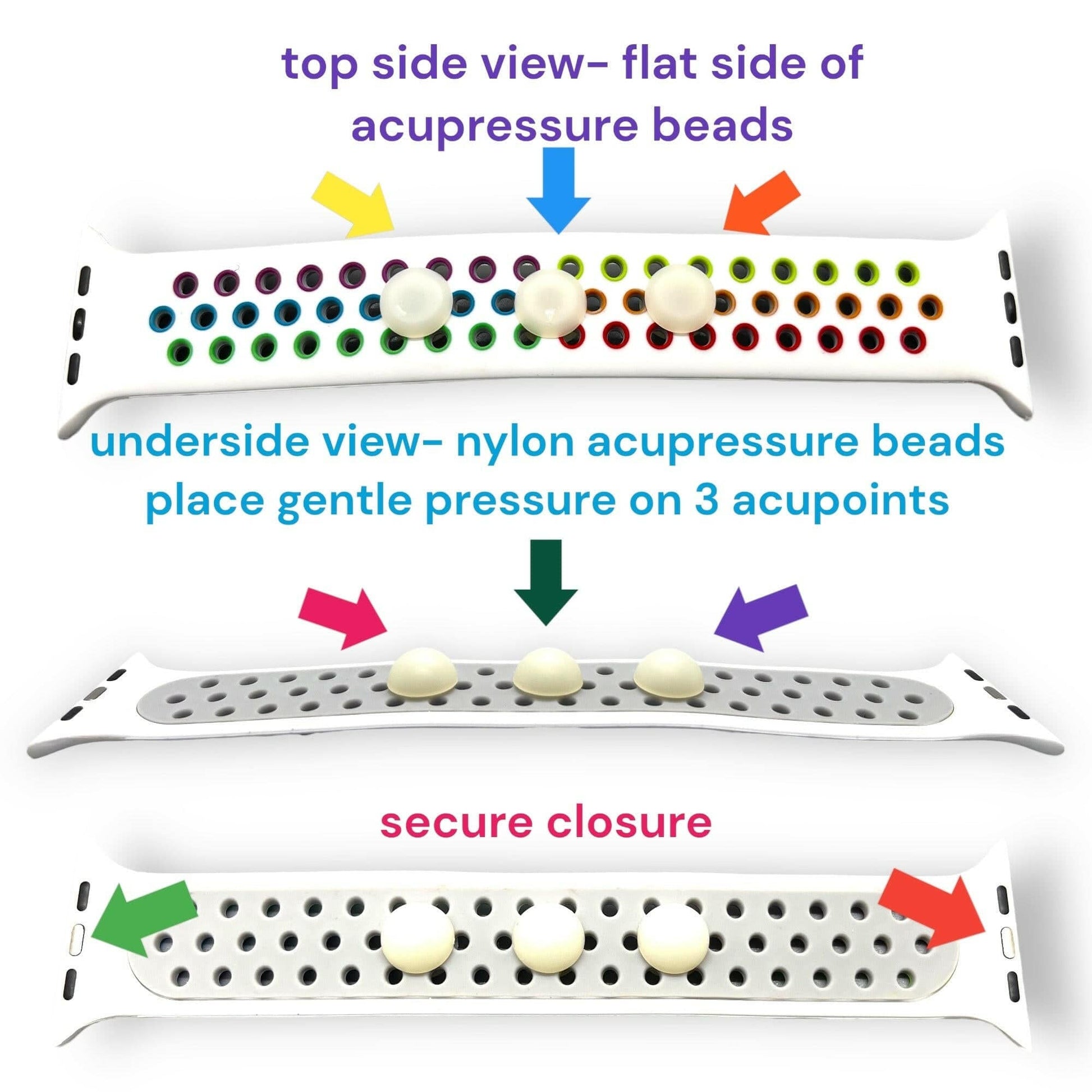 AcuWatch Acupressure Band – 3 - Acubead Silicone Design for Relaxation and Wellness - Acupressure Bracelets