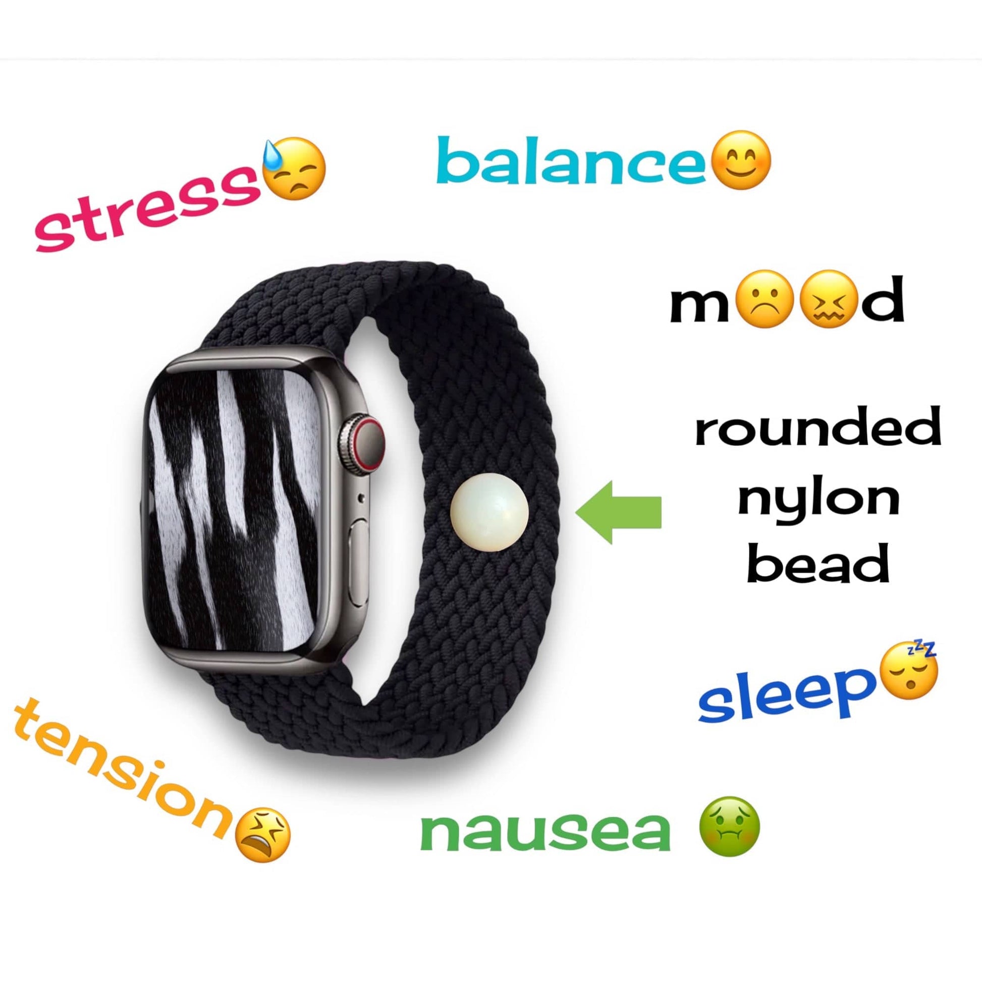 AcuWatch Acupressure Band– Stress, Nausea, Balance - Solo Loop for Apple Watch - Acupressure Bracelets