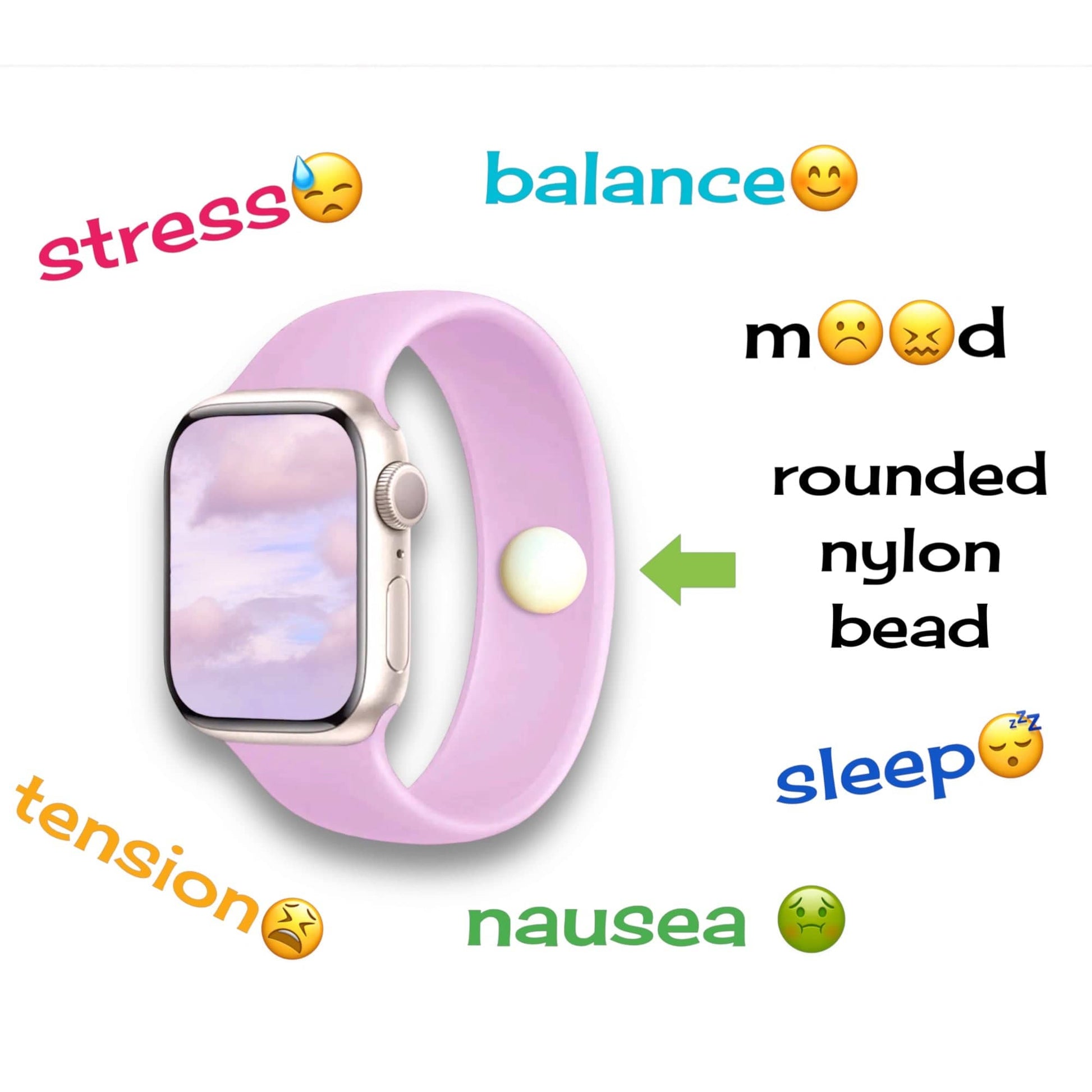 AcuWatch Acupressure Band –Stress, Nausea, Balance - Solo Loop Strap for Apple Watch - Acupressure Bracelets