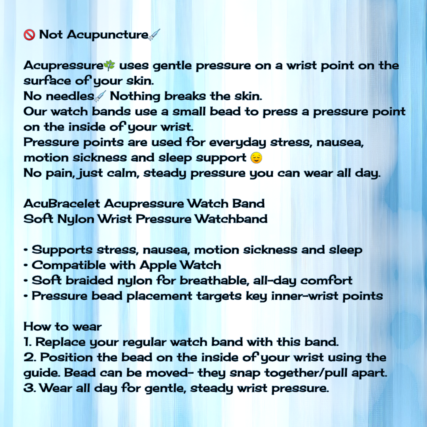Stress Relief Acupressure Watch Band - Focus Calm Support - Apple Watch Compatible
