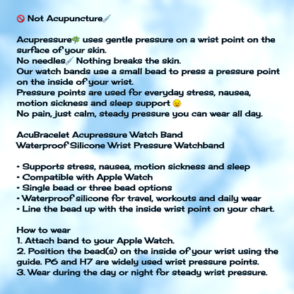 Motion Sickness Watch Band - Acupressure Support - Apple Watch Compatible