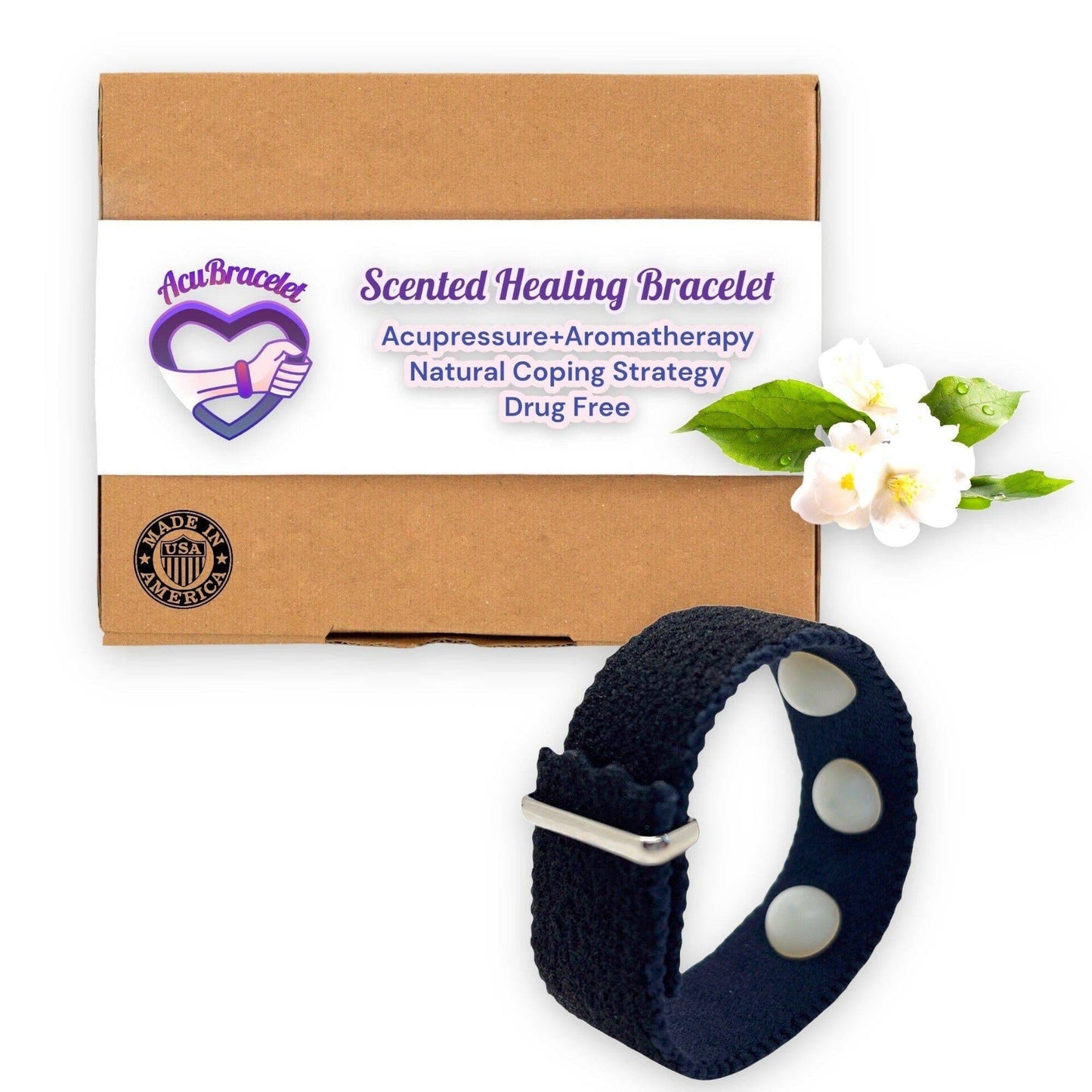 Anxiety Relief Jasmine Scented Bracelet – Multi-Symptom Support for Menopause and Mood Enhancement – VELCRO® Fasteners