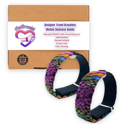 Designer Anti-Nausea Bracelets – Adjustable Motion Sickness Relief and Calming Bands – Pair with VELCRO® Fasteners