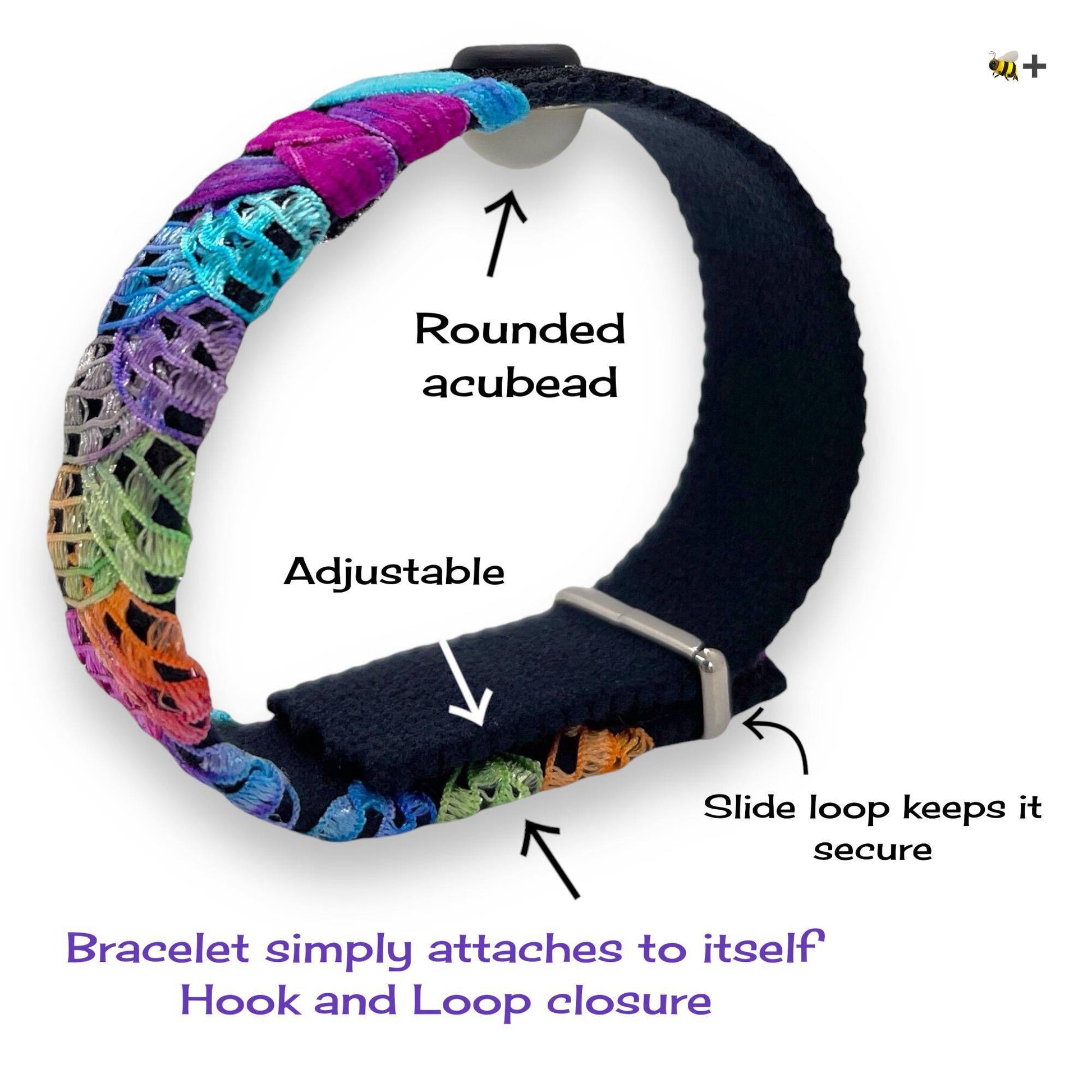 Handmade Stress Relief Bracelet | Hook & Loop Calming Band | - Acupressure Bracelets