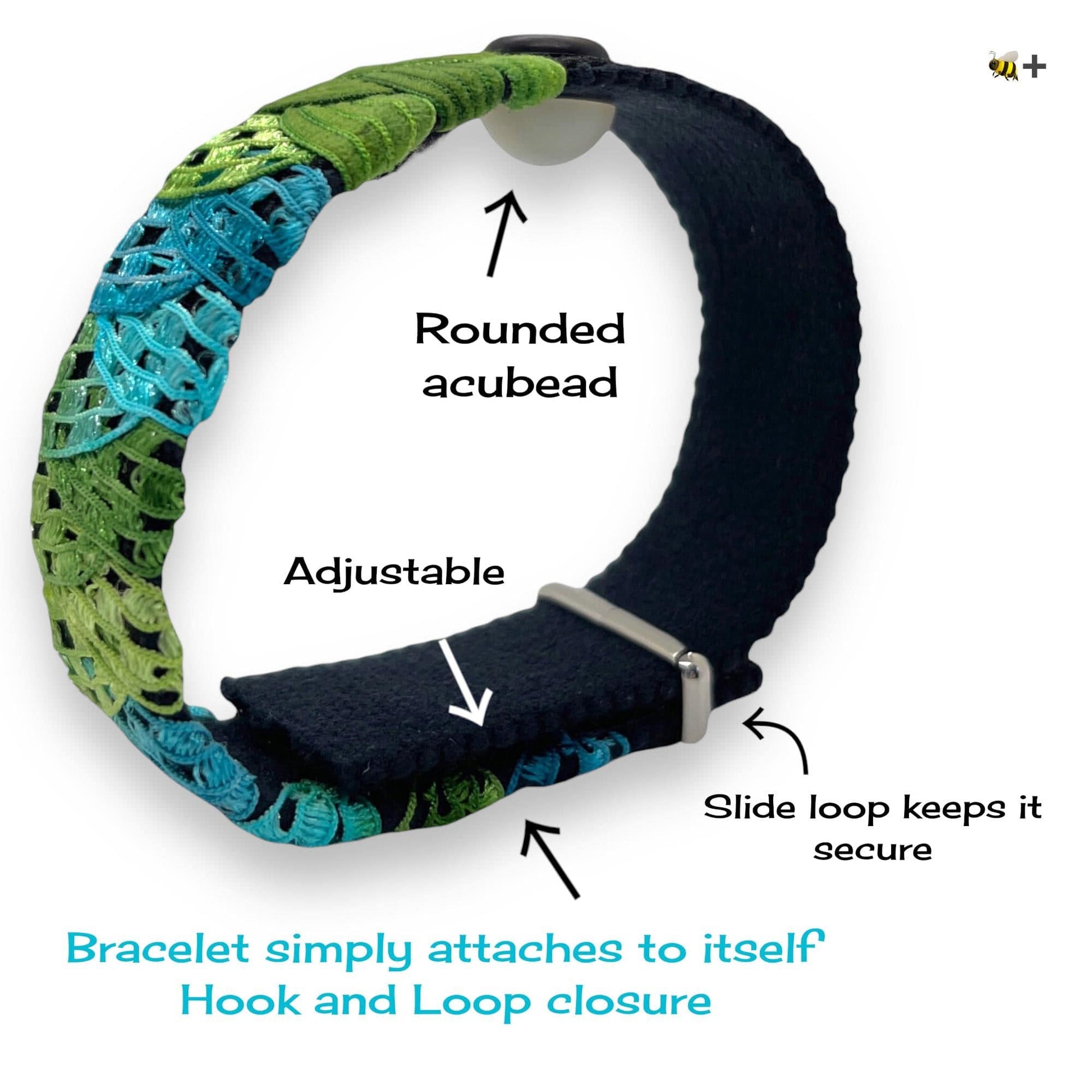 Handmade Stress Relief Bracelet | Hook & Loop Calming Band | - Acupressure Bracelets