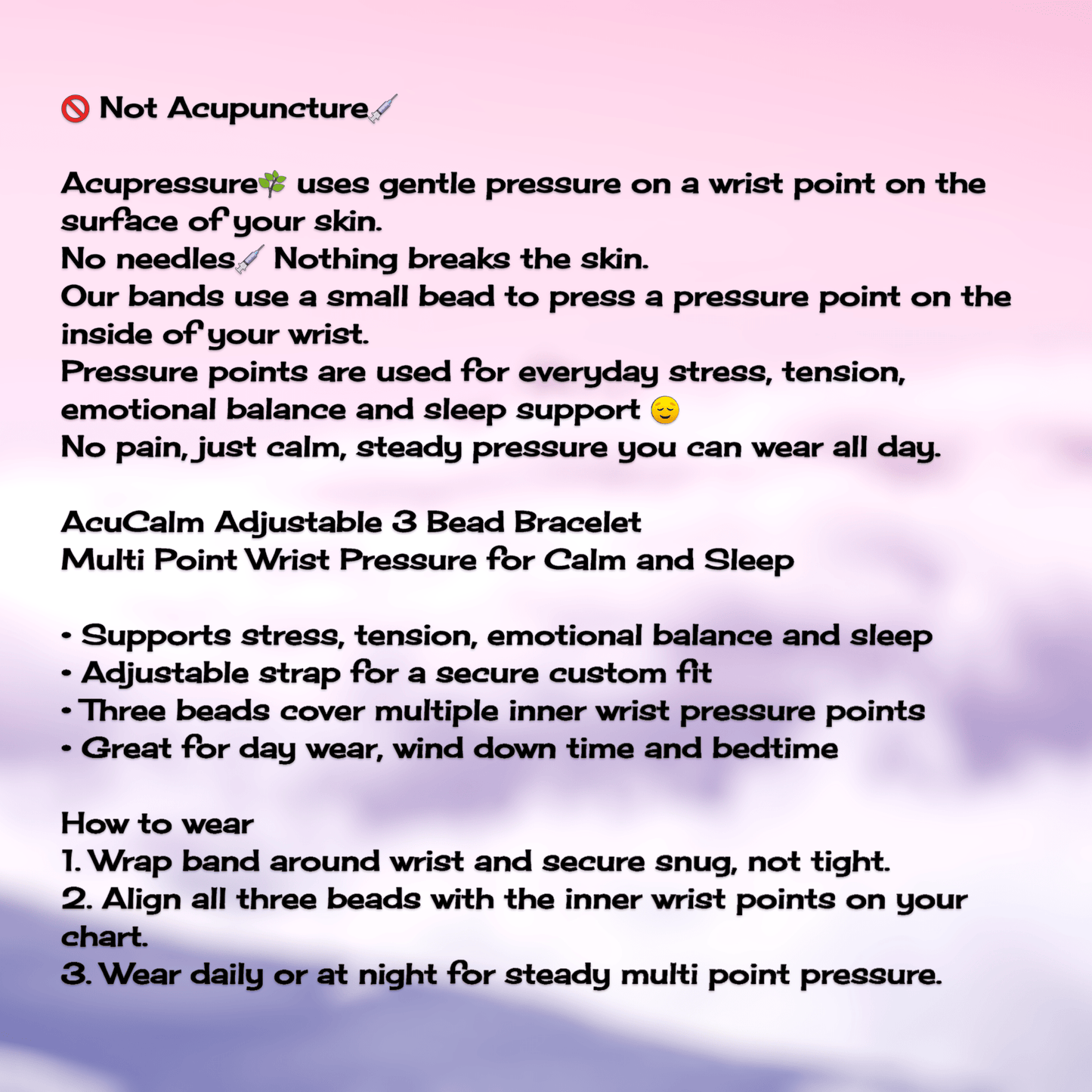 Stress Relief Bracelet – Anxiety & Sleep Support, Adjustable AcuCalm Band