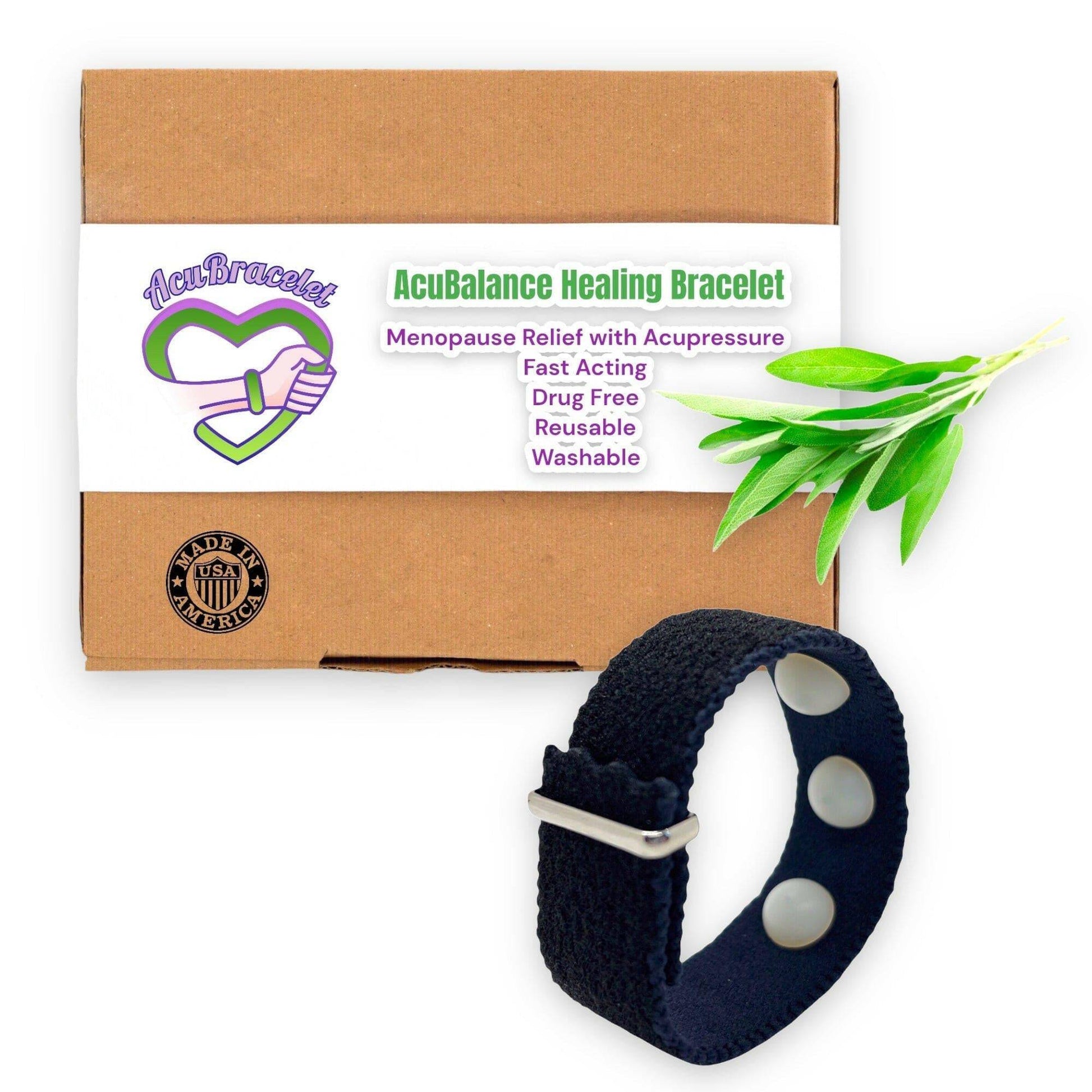 Menopause Multi - Symptom Relief Acupressure Bracelet – Clary Sage Scented Adjustable Band for Hot Flashes, Sleeplessness, and Stress - Acupressure Bracelets