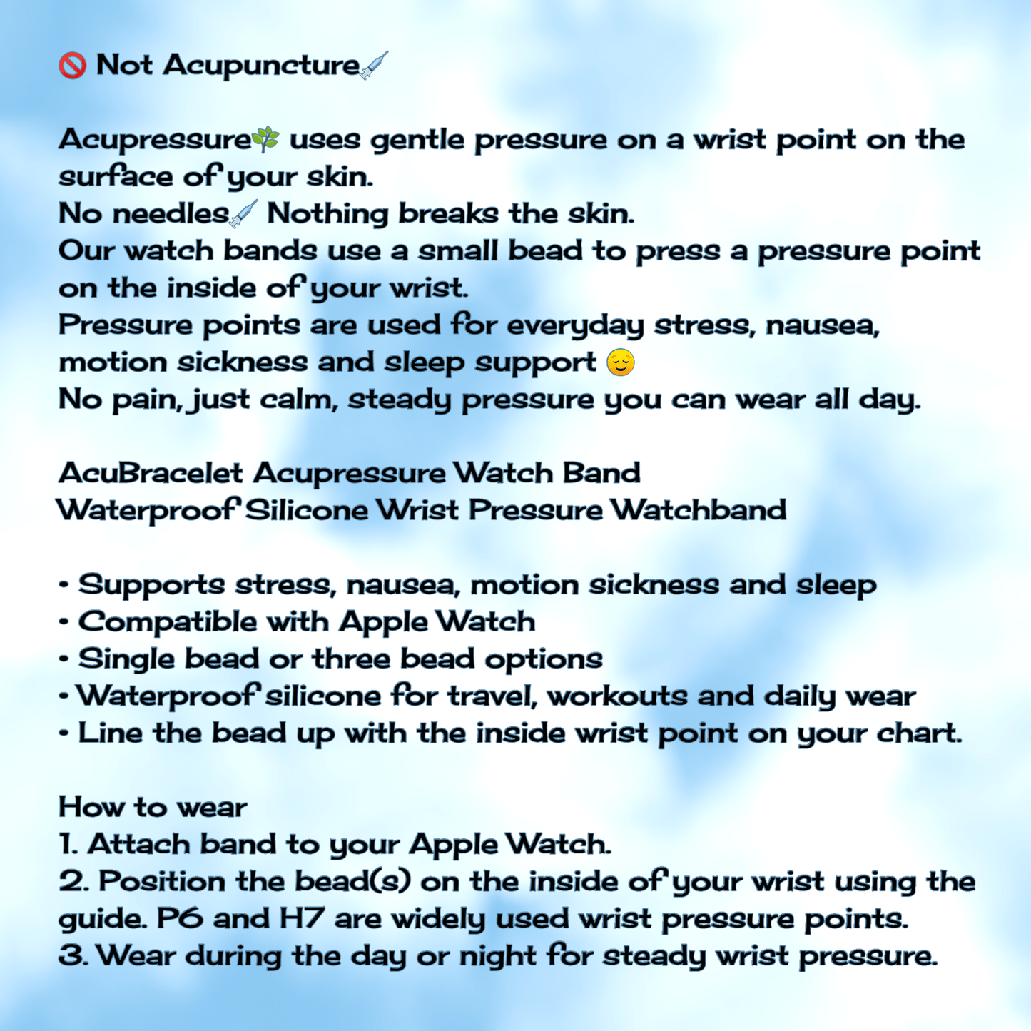 Motion Sickness Watch Band - Anxiety Support - Apple Watch Compatible