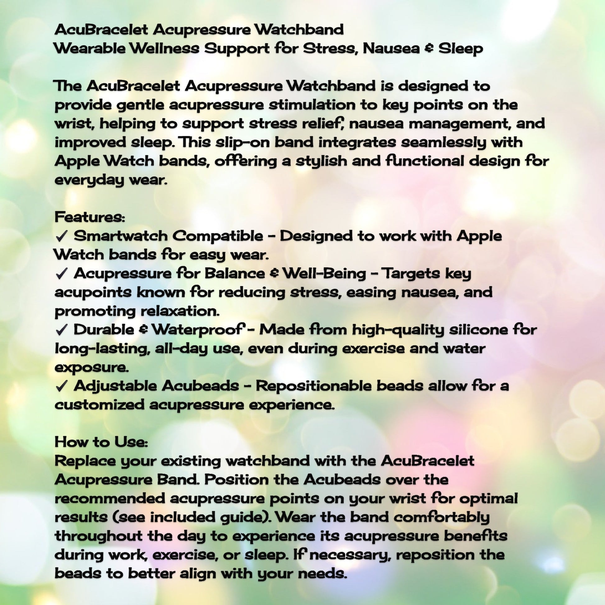 Acupressure Apple iWatch Band – Acupressure Watchband - Stress Nausea Balance - Apple Watch Compatible by AcuBracelet