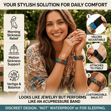 Motion Sickness Bracelets - Stylish, Adjustable Acupressure Band for Nausea, Stress