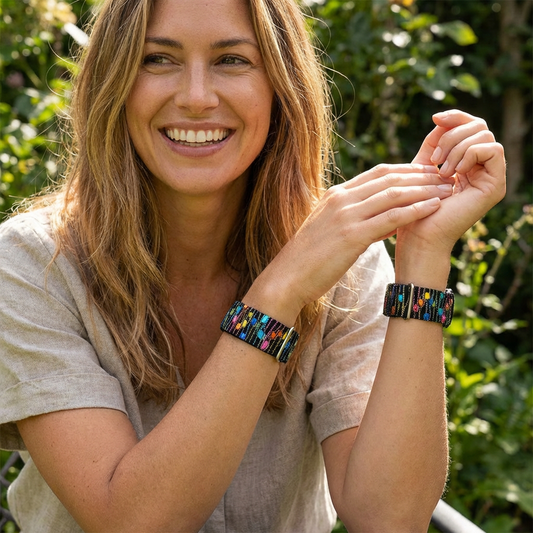 Nausea & Motion Sickness Support Bands - Rainbow Designer Pair/Set of 2 - Adjustable