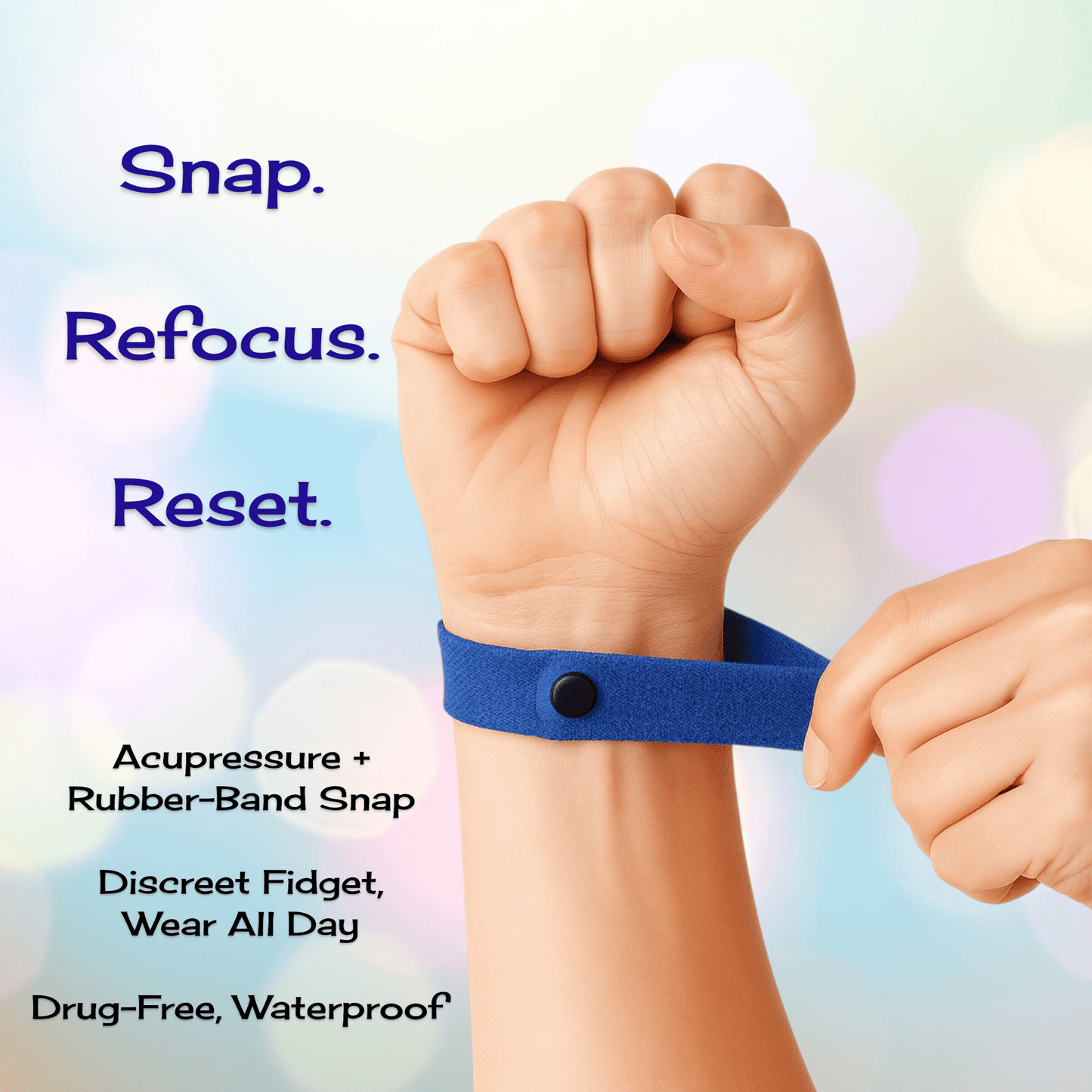 Acupressure Snap Bracelets – Rubber Band Snap Bracelet – Stress and Anxiety Support – Singles/ 5 Pack by AcuBracelet