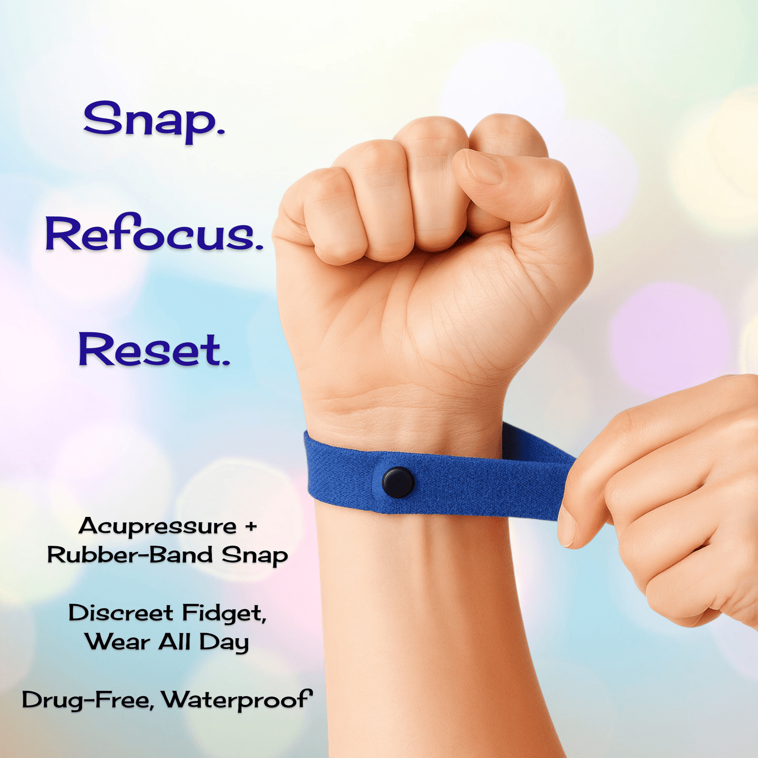 Acupressure Snap Bracelets – Rubber Band Snap Bracelet – Stress and Anxiety Support – Singles/ 5 Pack by AcuBracelet