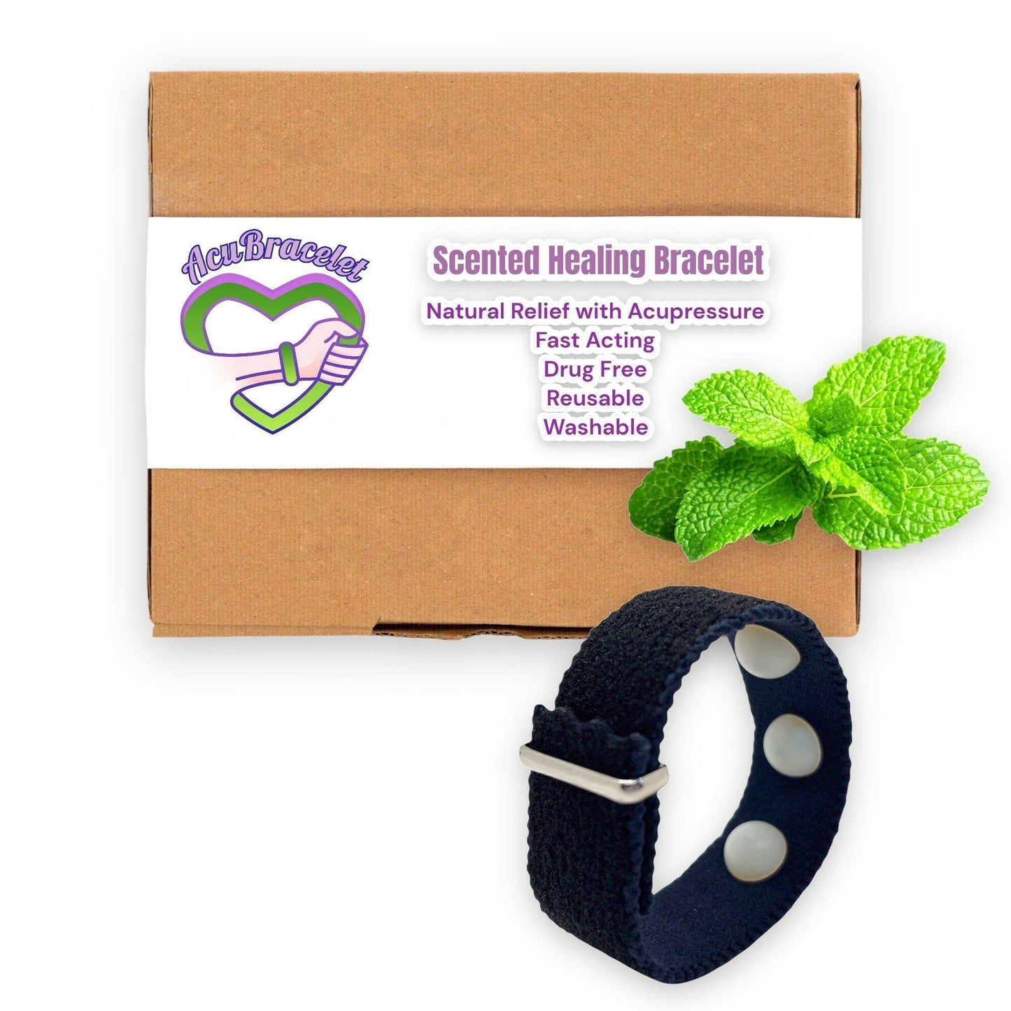 Scented Anti-Nausea Bracelet with Peppermint Oil – Relief for Headaches, Hot Flashes, Anxiety & Tension – Adjustable with 3 Acubead Design