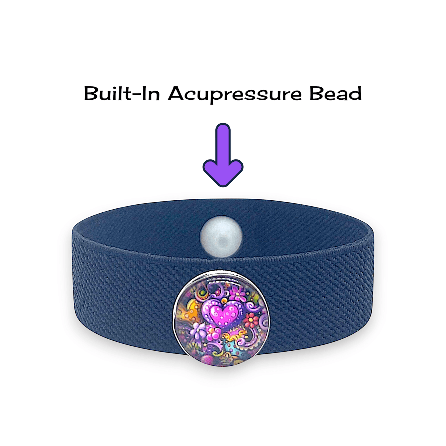 Acupressure Charm Bracelet – Anxiety Bracelet – Relaxation & Focus Support, Heart Party Charm by AcuBracelet