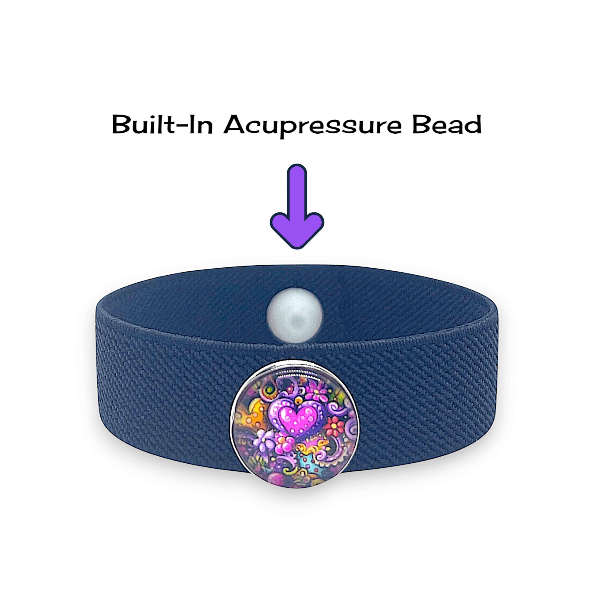 Acupressure Charm Bracelet – Anxiety Bracelet – Relaxation & Focus Support, Heart Party Charm by AcuBracelet