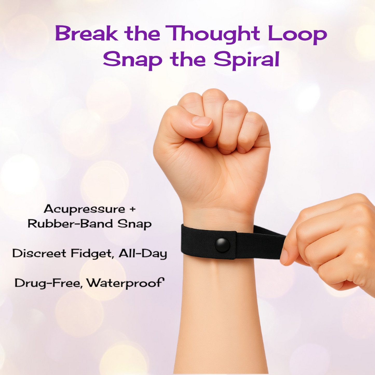 Rubber Band Snap Anxiety Bracelet – Focus Support – 3 Pack
