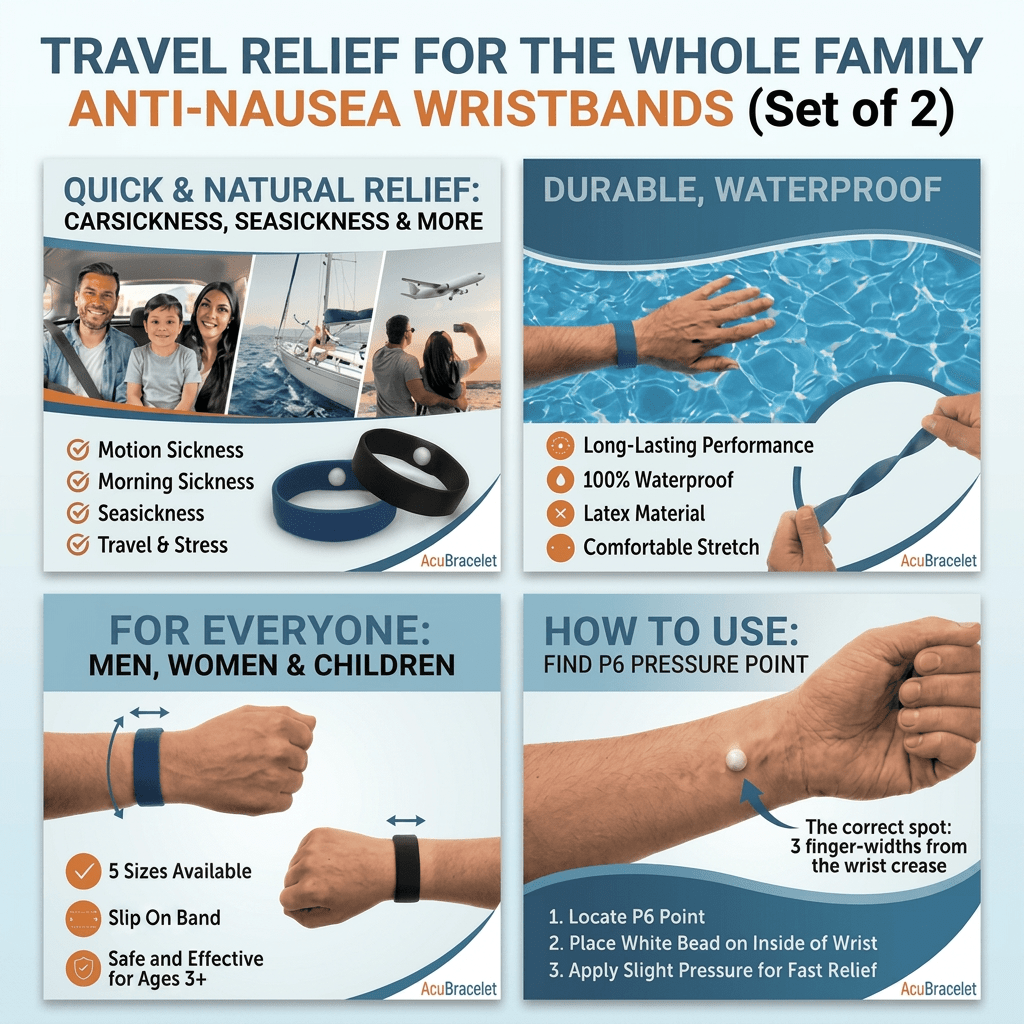 Waterproof Motion Sickness Wristbands🌊Travel & Nausea Support
