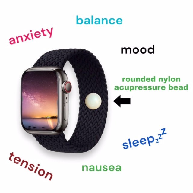 AcuBalance Acupressure iWatch Band- Calm Anxiety, Tension, Nausea- Sleep Aid- Soft Nylon Stretch Solo Loop Strap for Apple Watch - Acupressure Bracelets