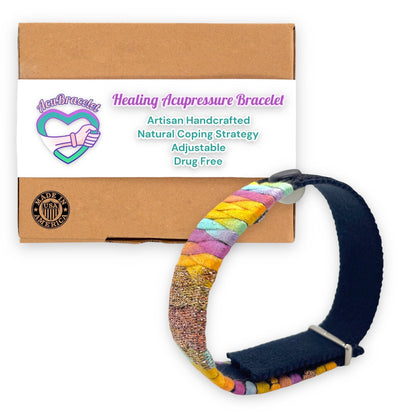 Anti Anxiety Bracelet-Adjustable Acupressure Band-Natural Stress Relief-Amber - Acupressure Bracelets