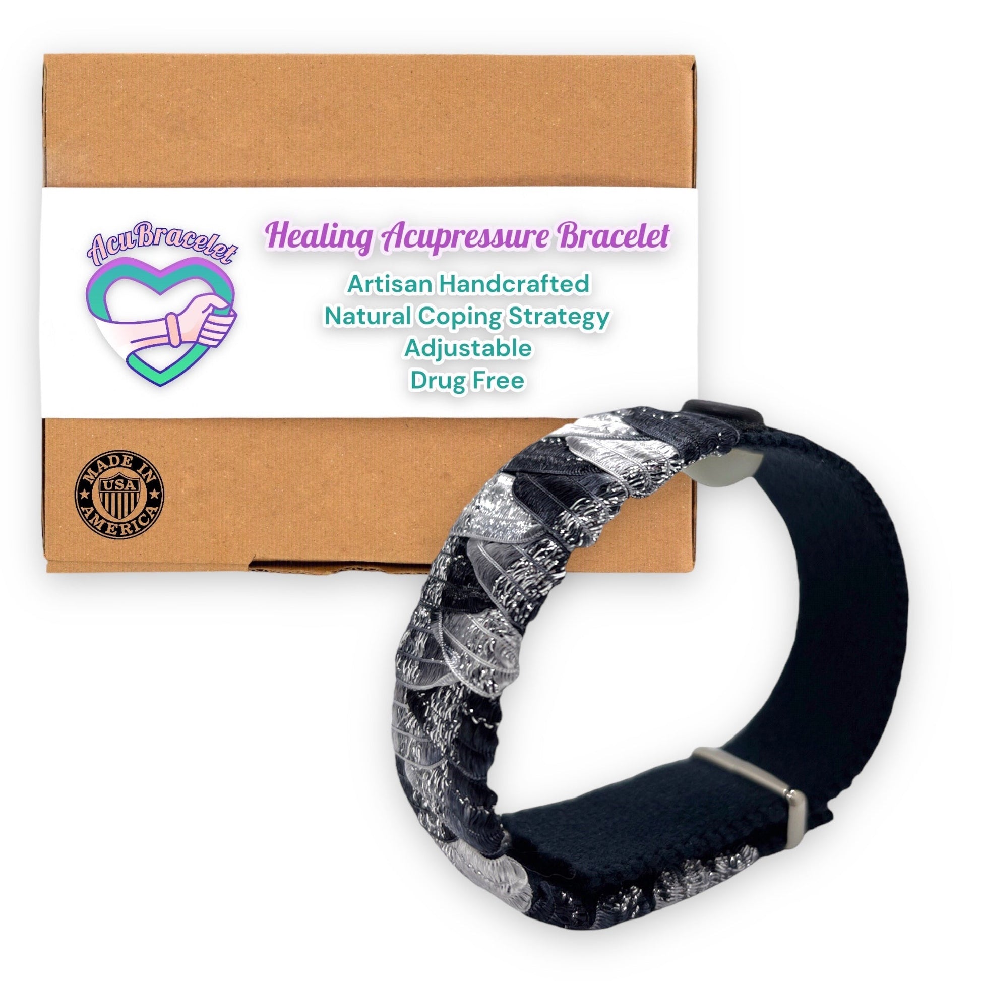 Anti-Stress Bracelet-Adjustable Calming Acupressure Band-Anxiety, Hot Flash Relief-Single - Acupressure Bracelets