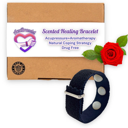 Anxiety Relief Bracelet-Adjustable Rose Scented Band-Pain Relief, Anti-Depressant-Single.
