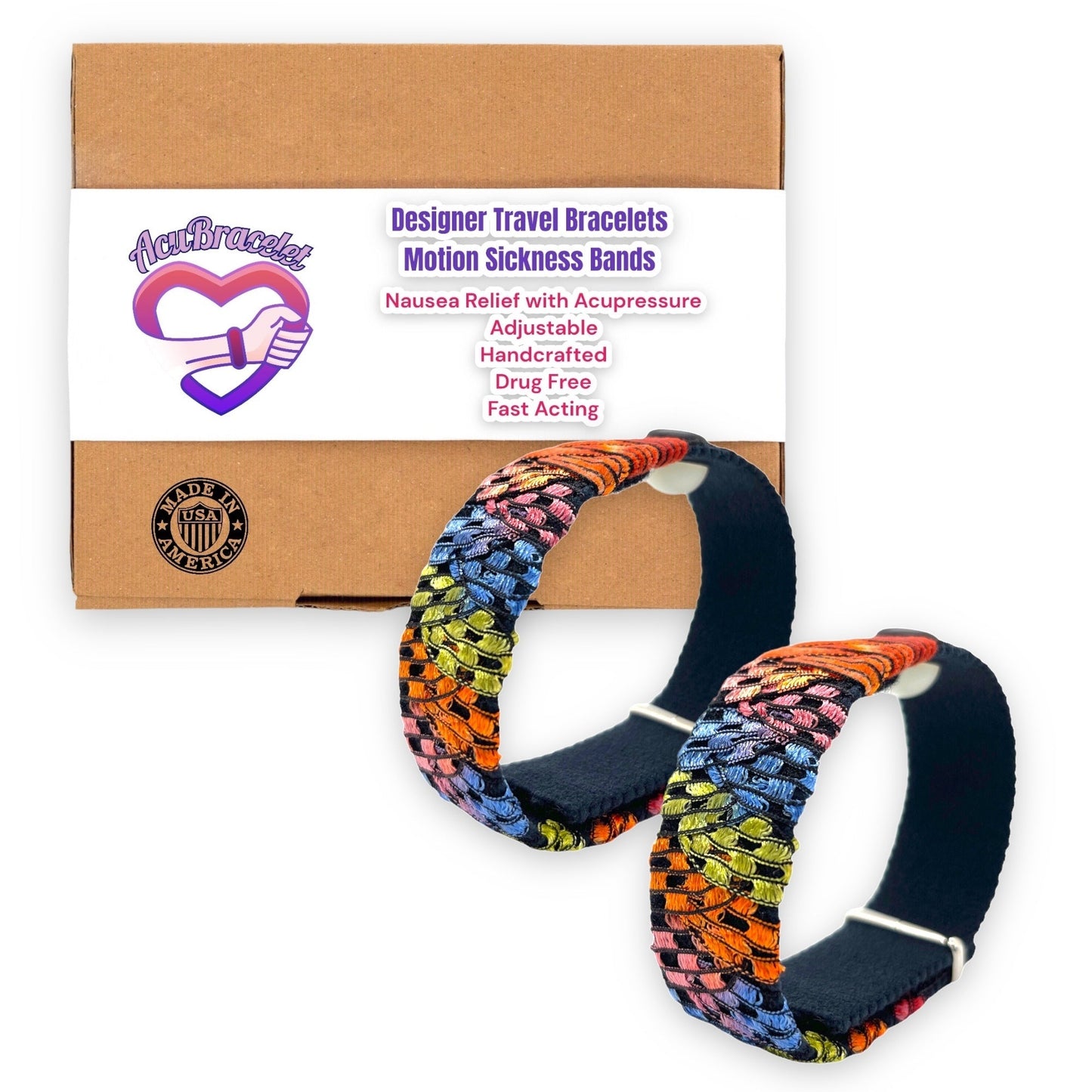 Designer Anti-Nausea Bracelets-Motion Sickness Relief-Pair - Acupressure Bracelets