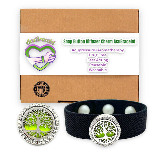 Menopause Relief Snap Charm Diffuser Bracelet-Clary Sage Scented-Reduces Hot Flashes, Anxiety-Multi Symptom Acupressure Band-Mood Support-Emotional Balance-Snap Locket Diffuser - Acupressure Bracelets