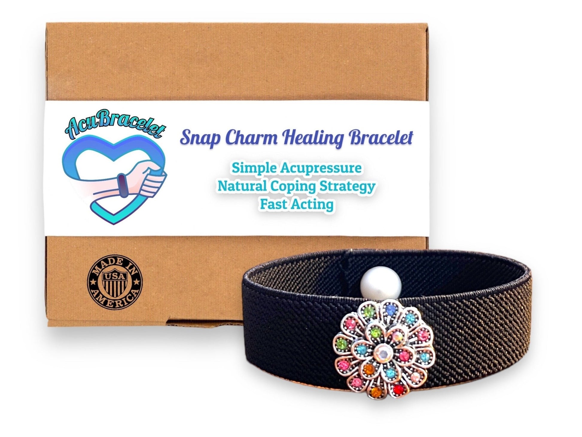 Snap Button Charm Anxiety Relief Calming Acupressure Bracelet-Natural Sleep Aid-Mood Support-Emotional Balance-Panic Attacks - Acupressure Bracelets